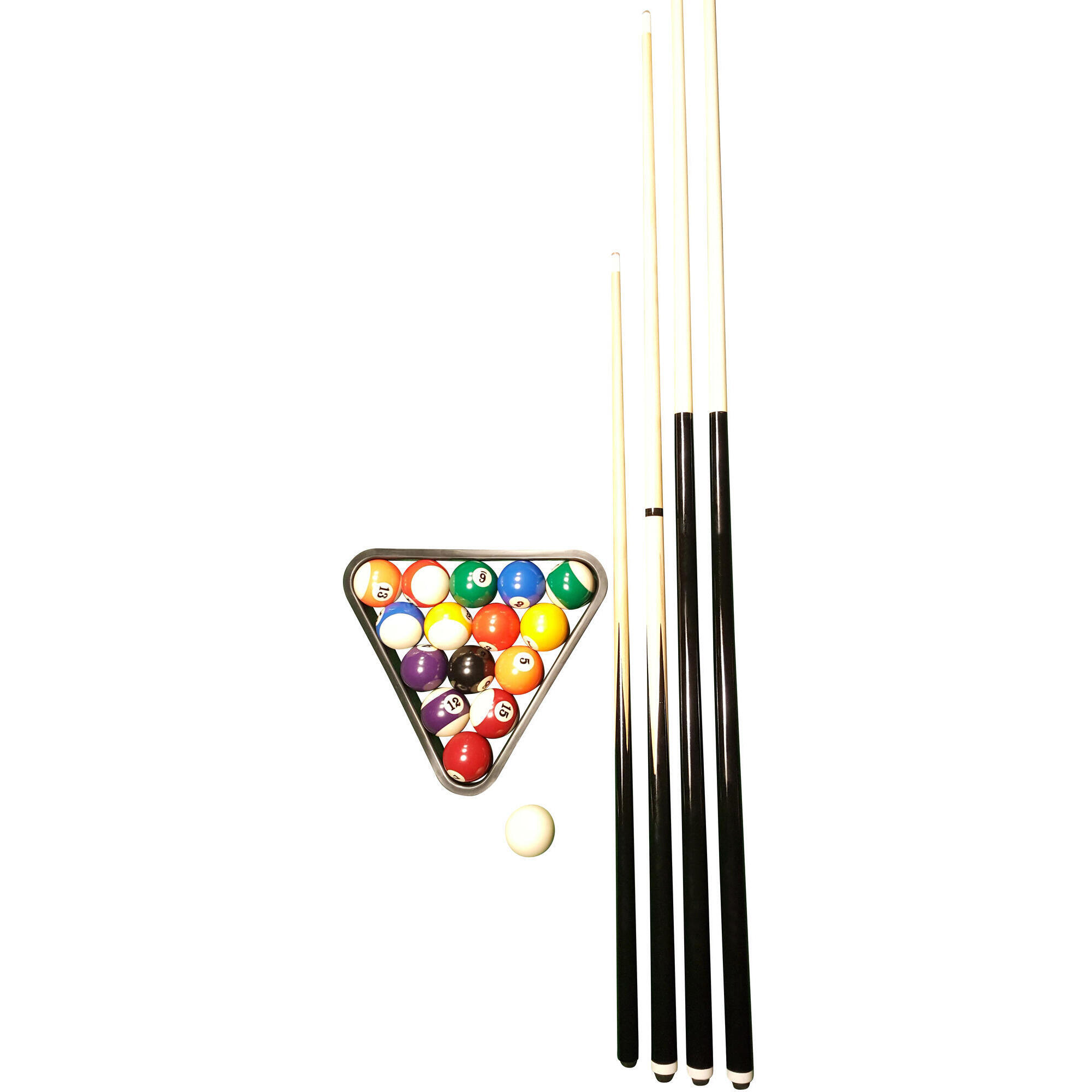 John West - John West Billard Set Débutants - Boules + Triangle + 4 Queues (145, 122 + 92) - Set De Billard - Marron - No Size - Decathlon