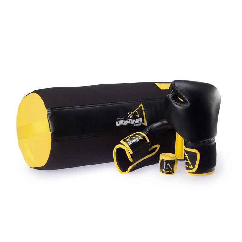 Mănuși de box PU Avento 6 Oz, negru-galben.