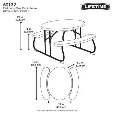 Masa de picnic ovala pentru copii Lifetime, verde, Verde, uni 5/7