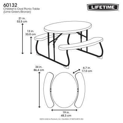 Masa de picnic ovala pentru copii Lifetime, verde, Verde, uni