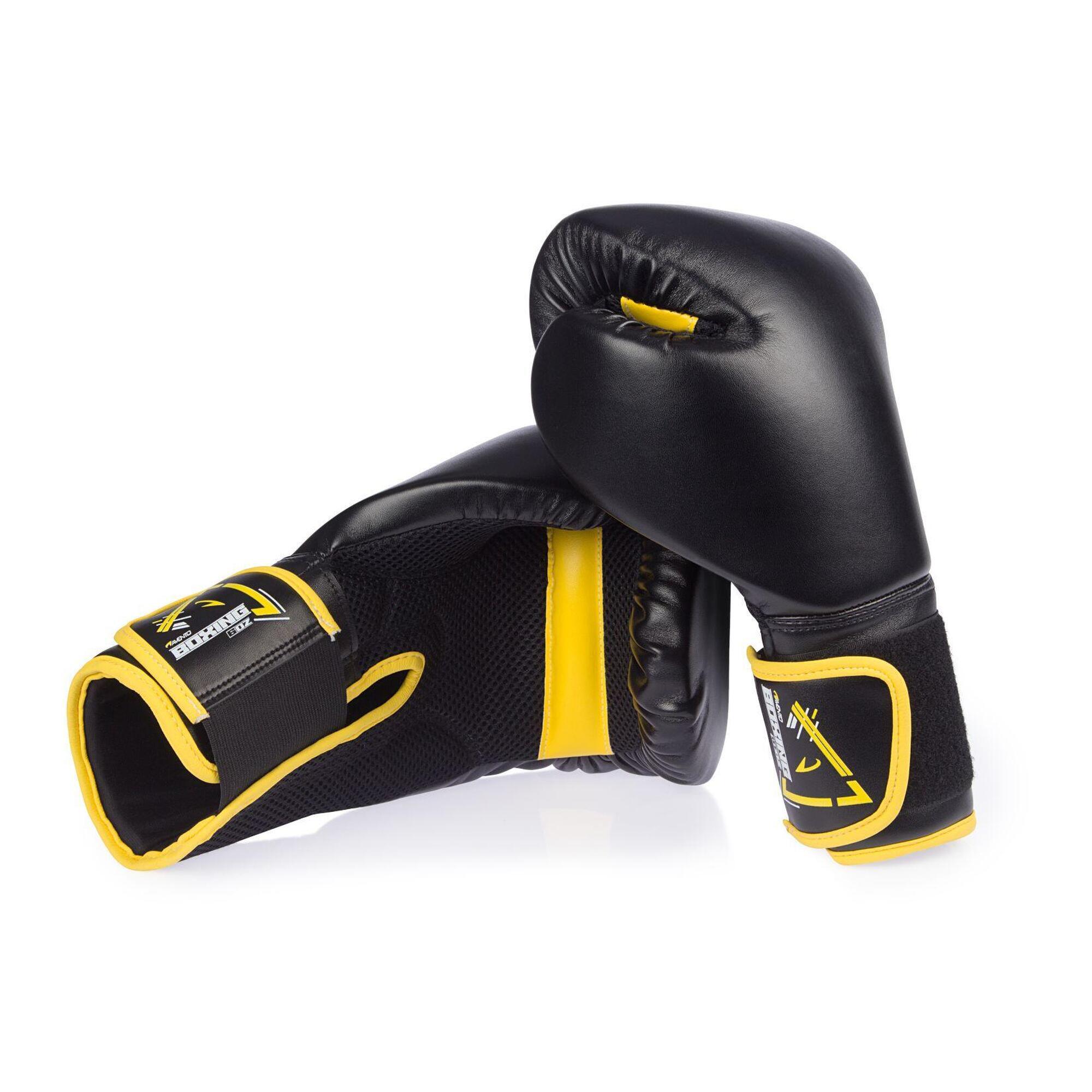 Avento - Gants De Boxe En Cuir Pu - Gants De Boxe - Jaune|noir - 6 Oz - Decathlon