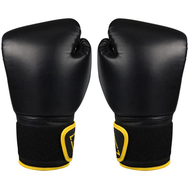 Mănuși de box PU Avento 6 Oz, negru-galben.
