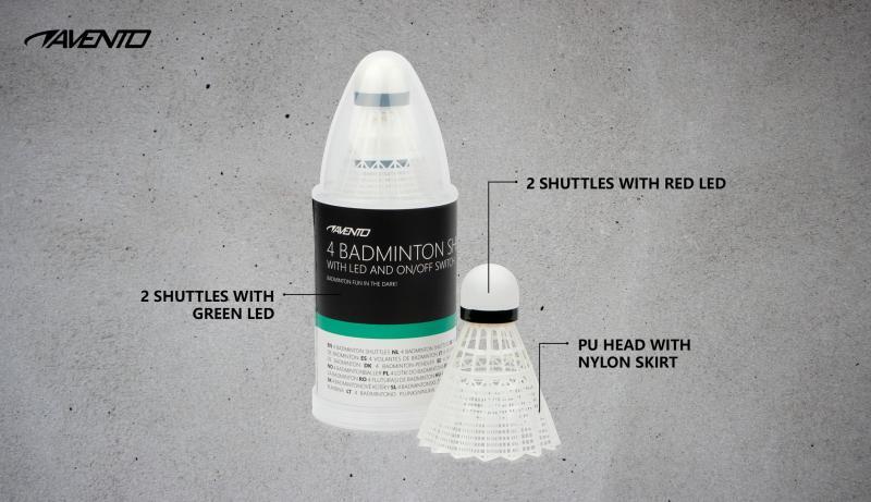 4 Badminton Shuttles met LED verlichting 3/4