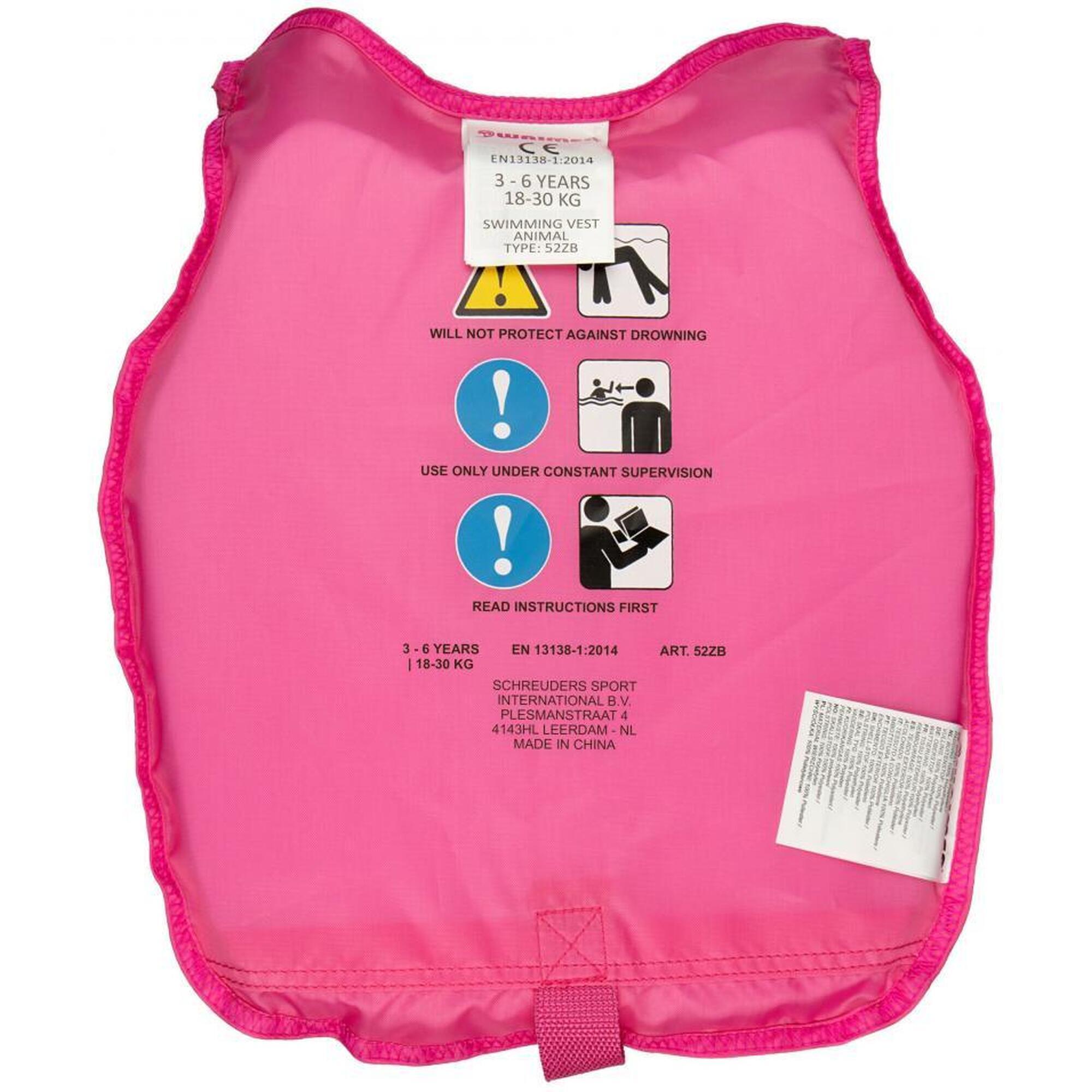 Vesta înot Waimea Animal copii 3–6 ani (18–30 kg) roz