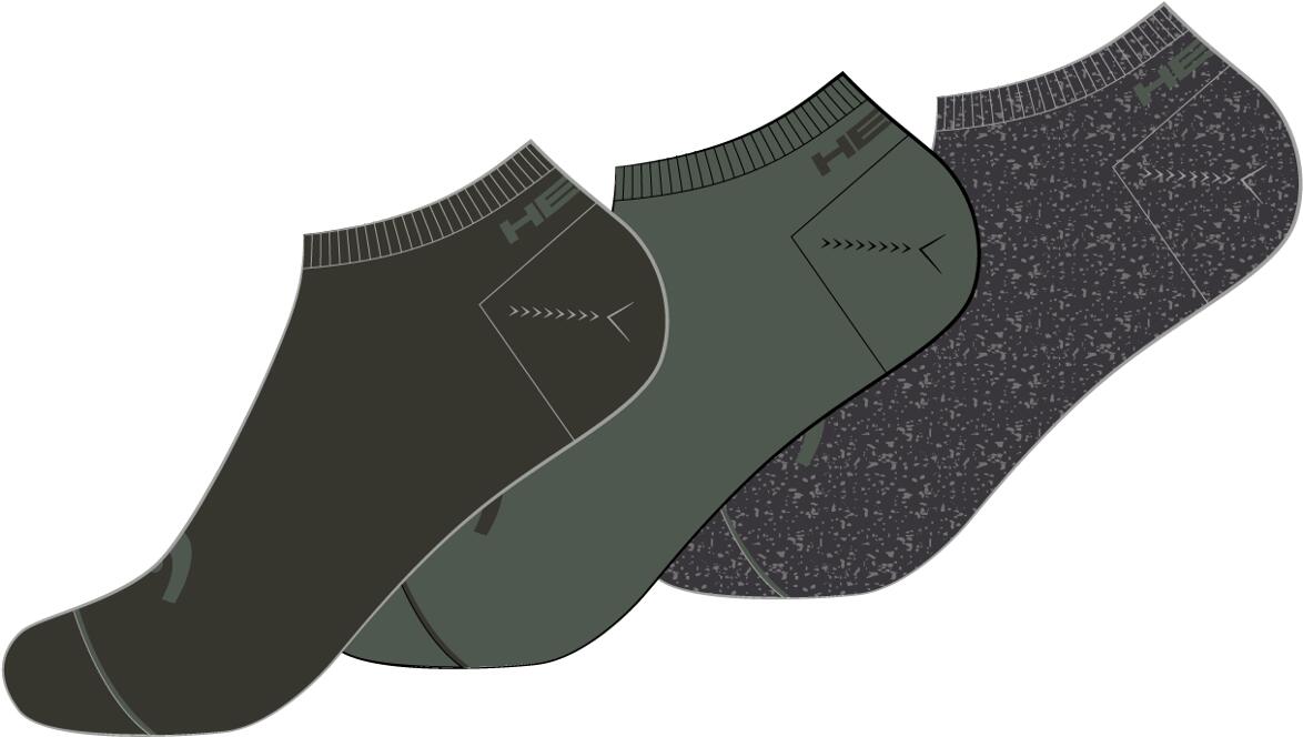 Sosete Sneaker Head, 3 perechi, unisex, 35/38, verde/khaki/maro închis