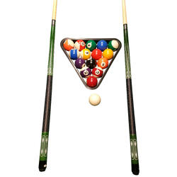 Ensemble de billard John West - boules + triangle + 2 queues de qualité JW-2
