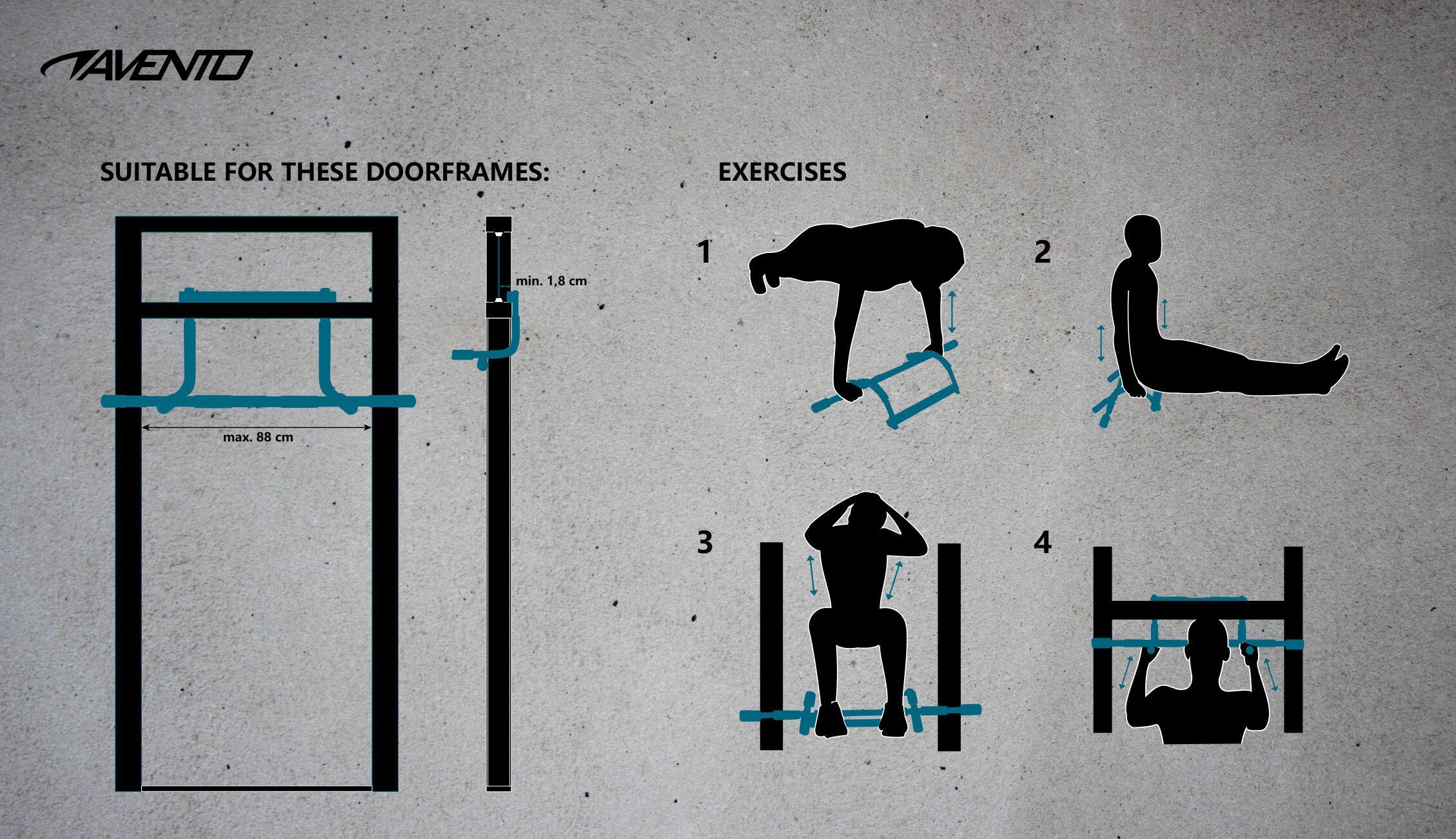 Avento Barra de Puerta de Entrenamiento Multi-Fitness 5/5
