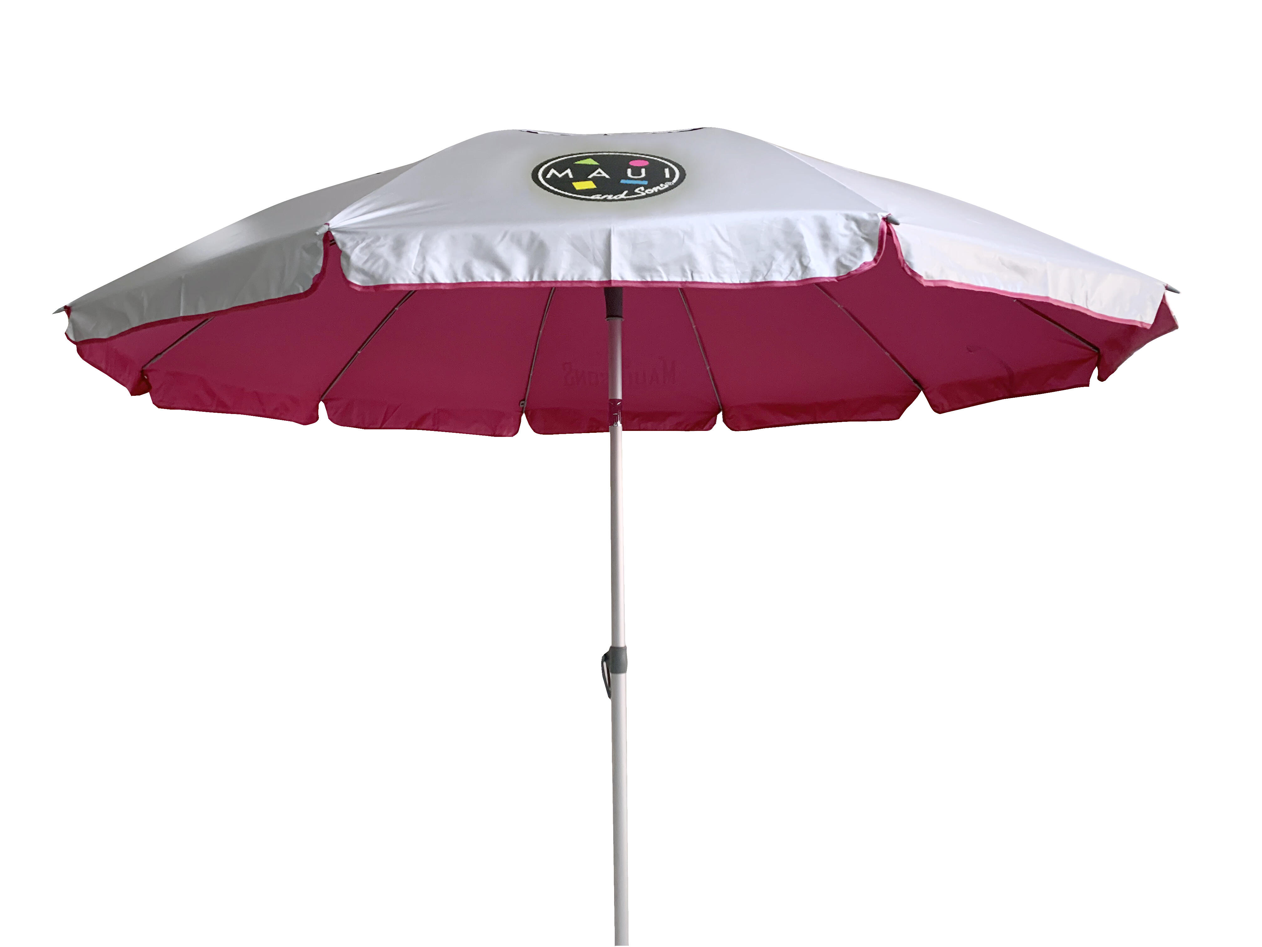 Umbrelă plajă Maui & Sons 190 cm UltraLight UPF50+ gri/roz