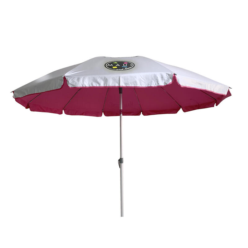 Umbrela plaja Maui&Sons 190 cm, UltraLight,  UPF50+, husa transp, gri/roz, 190cm