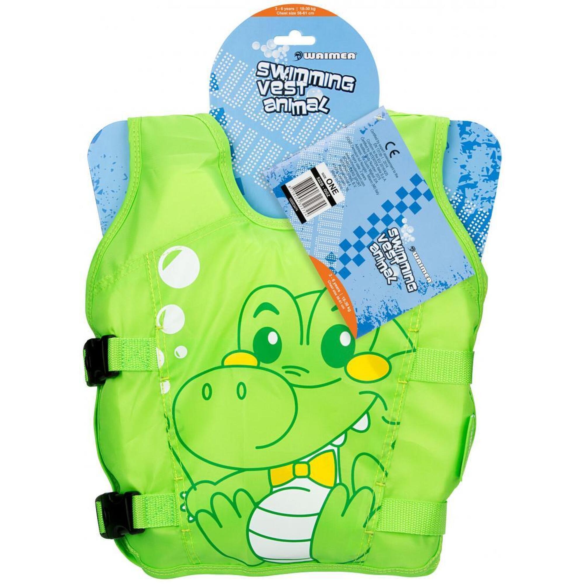 Vesta de înot Waimea Animal, 3–6 ani, 18–30 kg, verde