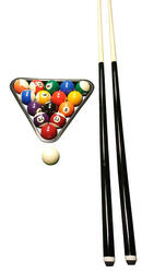 John West Billard Set pour débutants - boules + triangle + 2 queues