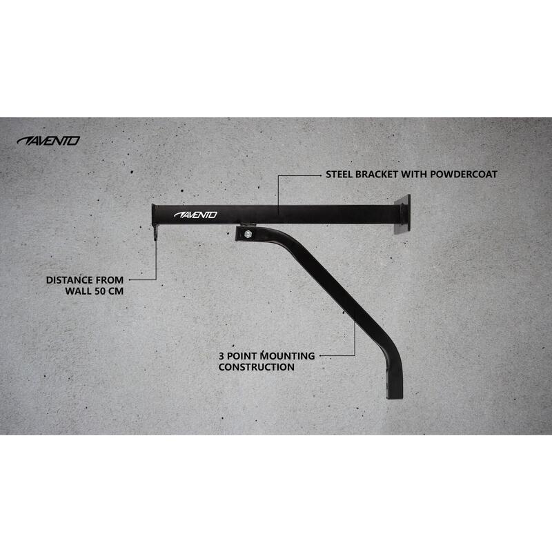 Consolă de perete pentru sac de box, oțel vopsit, 50 cm, 150 kg, Negru