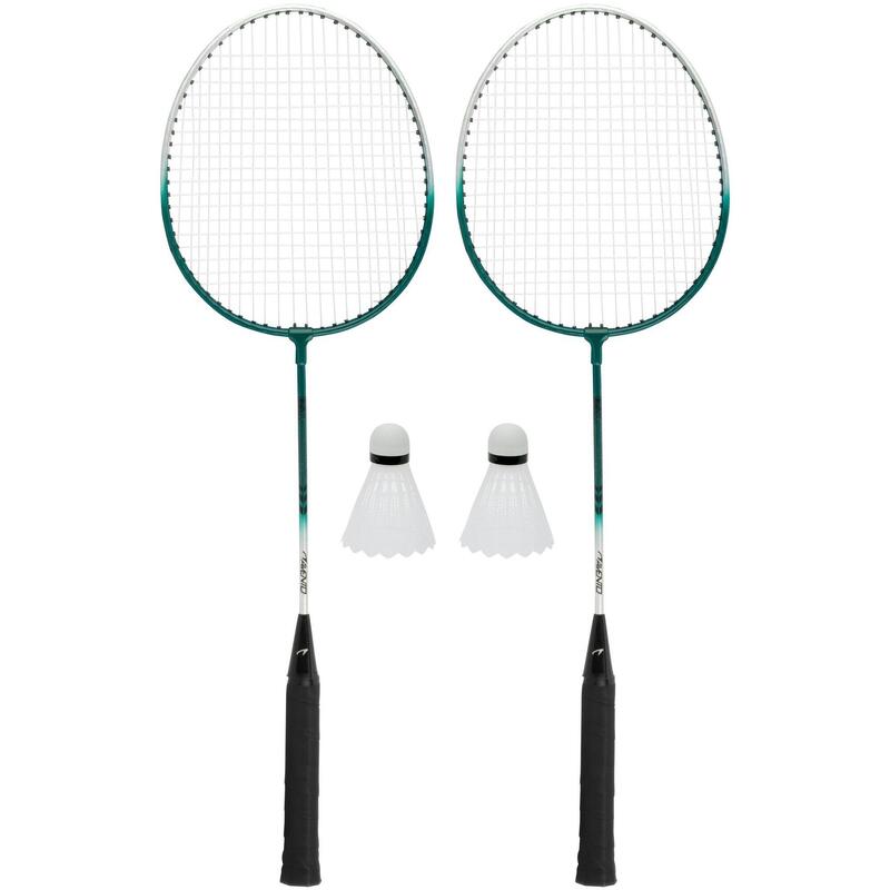 Set badminton Avento Speed, Gri, 2 racheta, 2 fluturasi, Husa transport