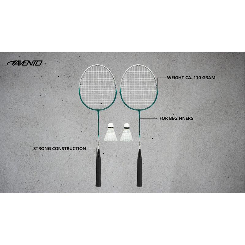 Set badminton Avento Speed, Gri, 2 racheta, 2 fluturasi, Husa transport
