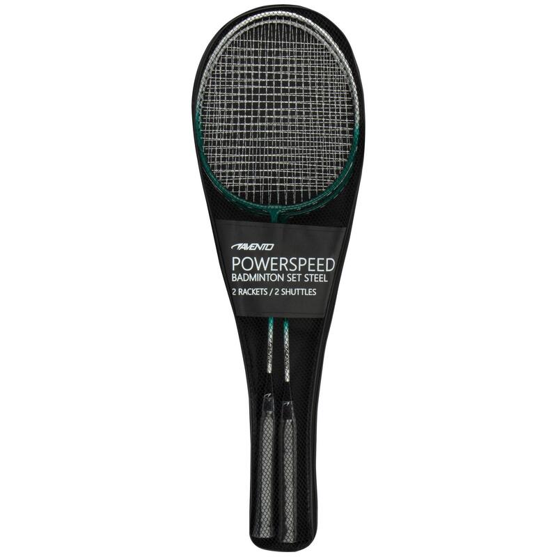 Set badminton Avento Speed, Gri, 2 racheta, 2 fluturasi, Husa transport