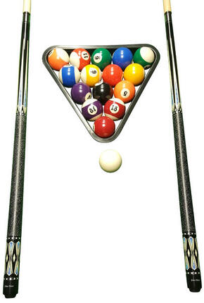 John West Profi Billard Set - Kugeln + Triangel + 2 Profi Queues JW-3