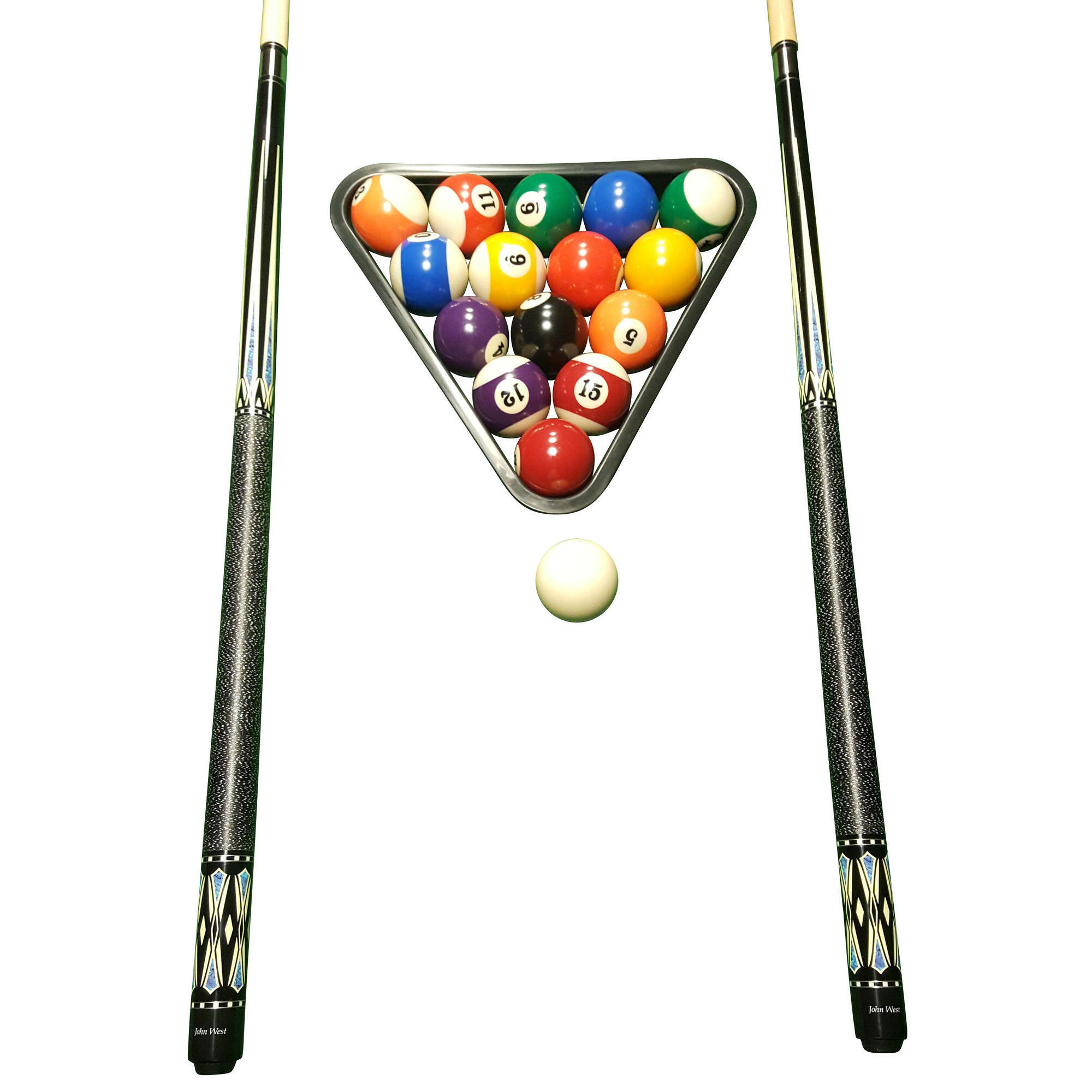 John West - John West Set De Billard Professionnel - Boules+triangle+2 Queues Jw-3 - Set De Billard - Marron - No Size - Decathlon