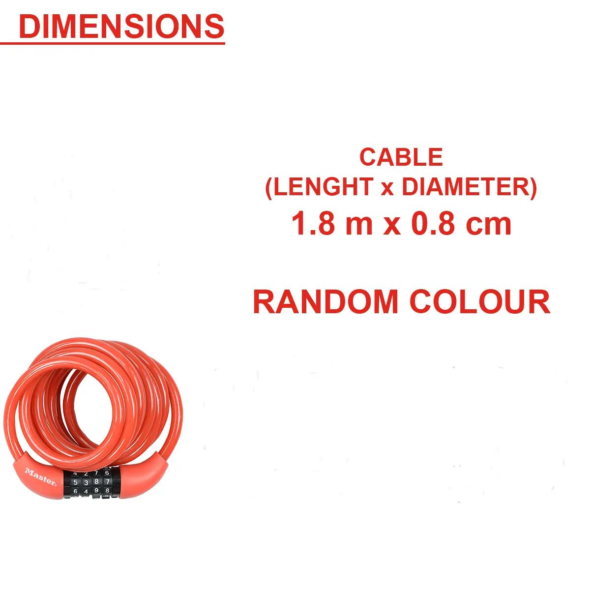 Câble antivol vélo, Combinaison à 4 chiffres, 180 cm x 8 mm 4/4