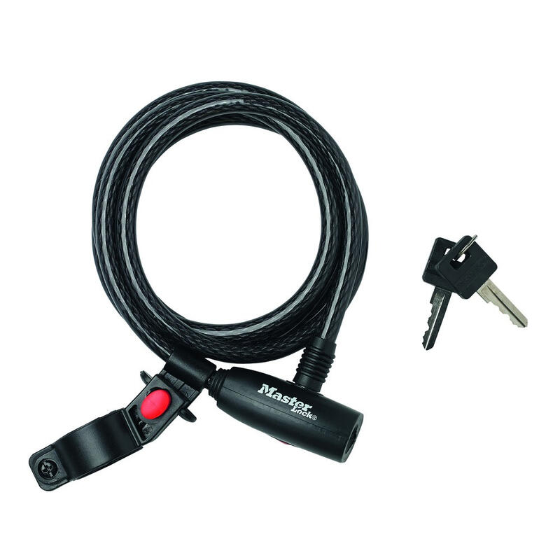 Antifurt cablu impletit din otel cu cheie 1.8m x 10mm Negru