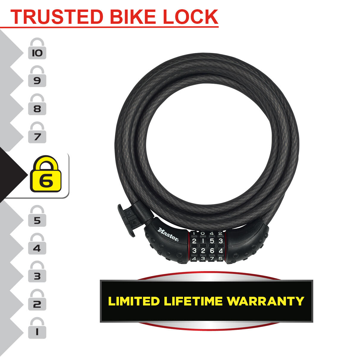 Cable Antivol Vélo [1,8 m Câble] [Combinaison] [Support Fixation Vélo] 2/5