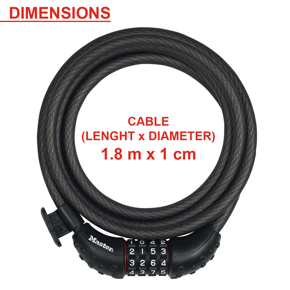 Cable Antivol Vélo [1,8 m Câble] [Combinaison] [Support Fixation Vélo] 4/5