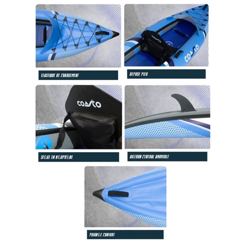 Kayak Gonflable Lotus 2 Places - Max 120kg - 310x85cm (10'2x33") - Bleu