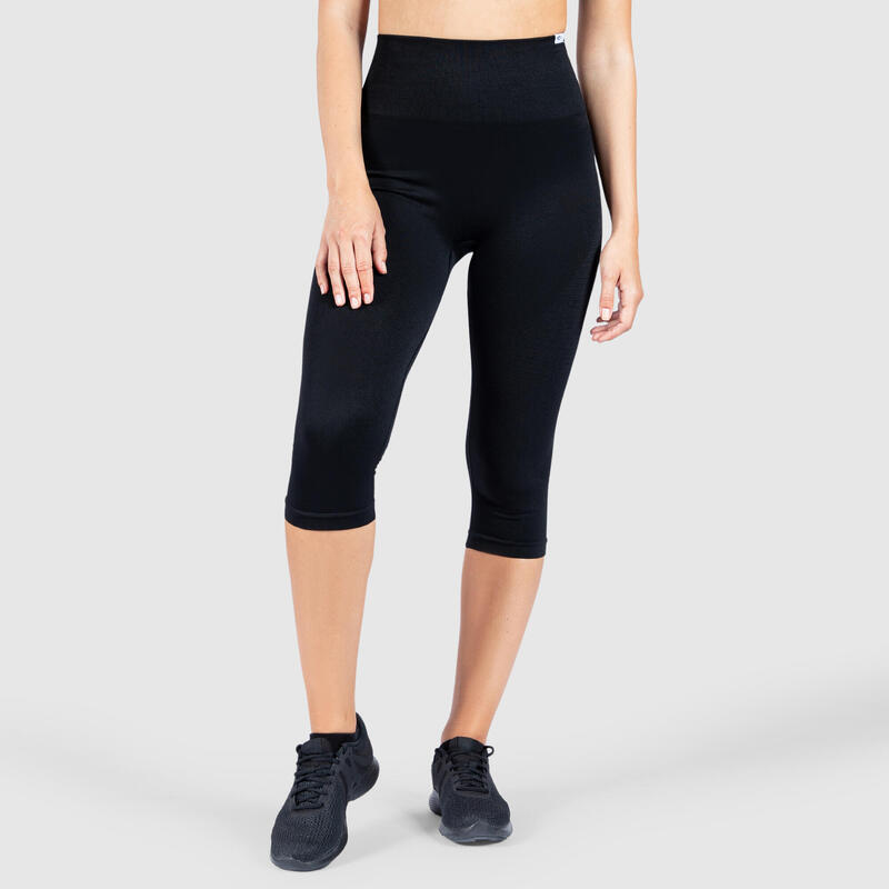 Damen Capri Leggings Bloom Schwarz für Sport & Freizeit