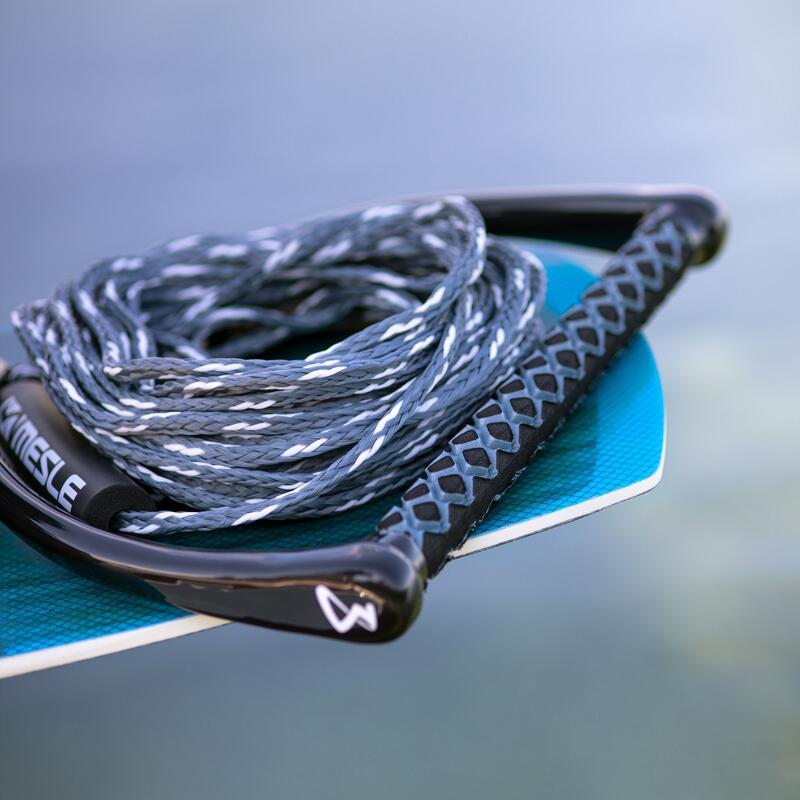 Wakeboard Leine One mit Griff verstellbares Seil angenehme Hantel silber