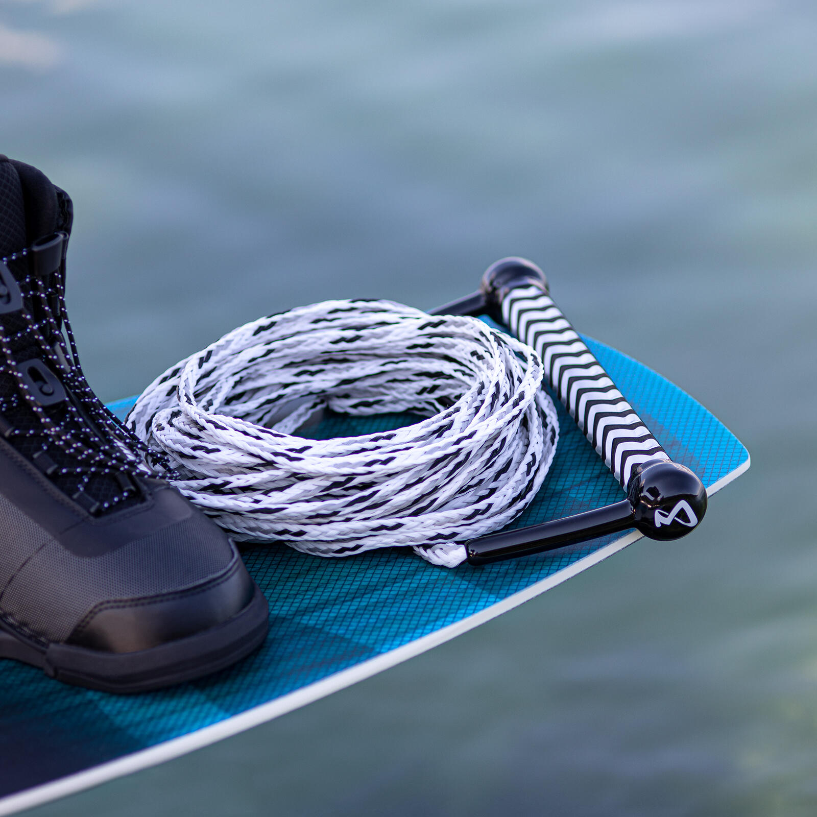 Leine Combo mit Hantel Wakeboard Wasserski Seil angenehmer Griff weiss 2/3