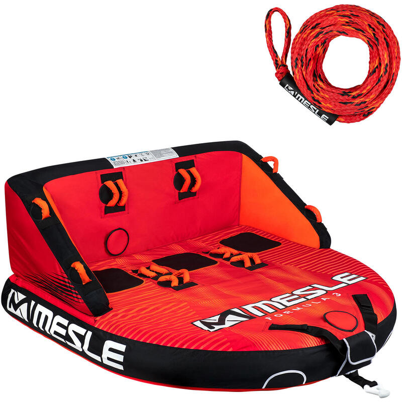 Pack Bouée Tractée Formula 2 - 4 Personnes avec Corde Gonflable Bateau & Jet Ski