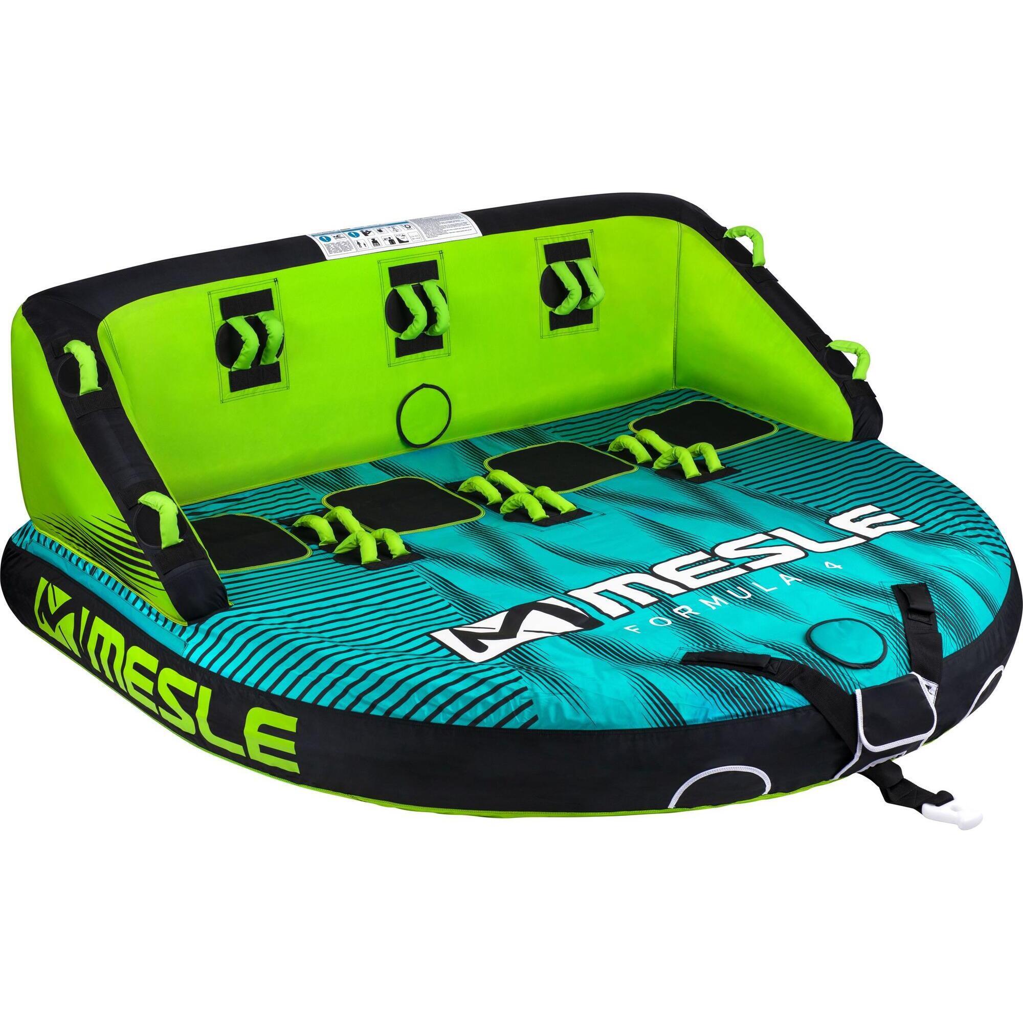 Mesle - Bouée Tractée Formula 2 - 4 Personnes Gonflable Bateau & Jet Ski Nautique - Bouée Tractée - Bleu|turquoise - 4 Places - Decathlon