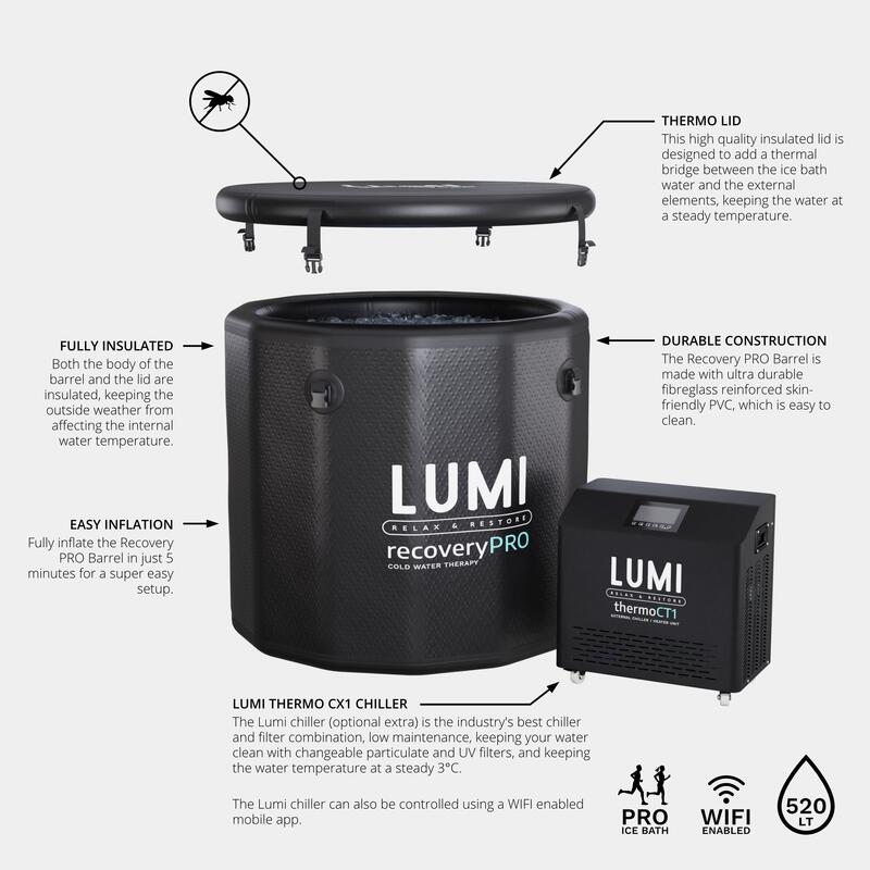 Lumi Therapy Recovery PRO Barrel Portable Ice Bath for Cold Water