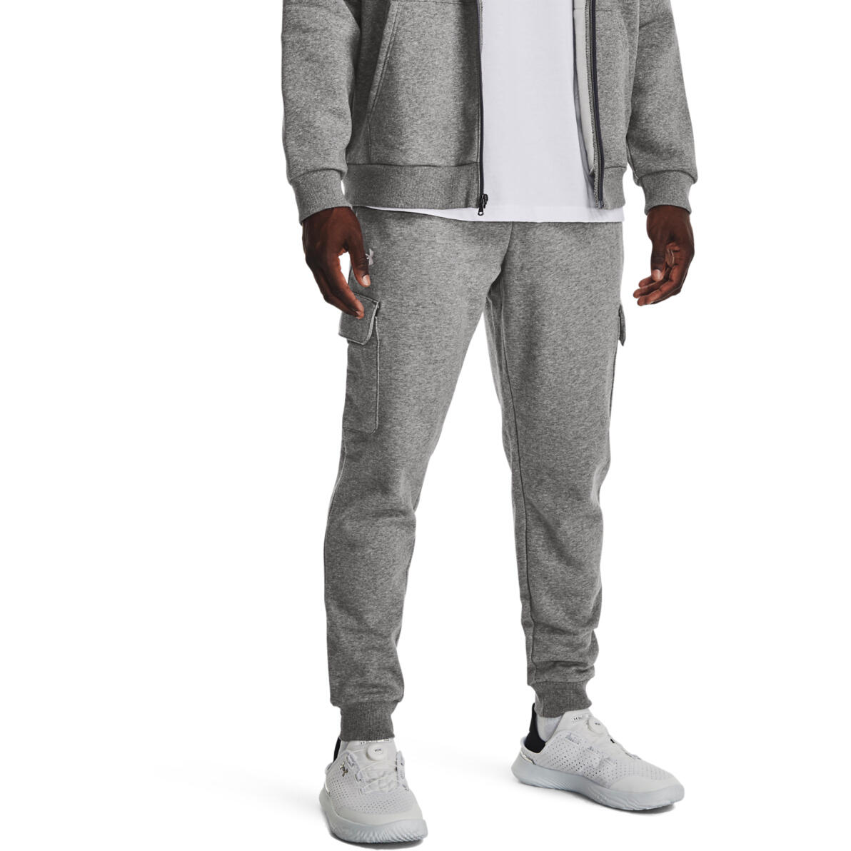 Calça Under Armour Rival Fleece Cargo, Cinza, Homens