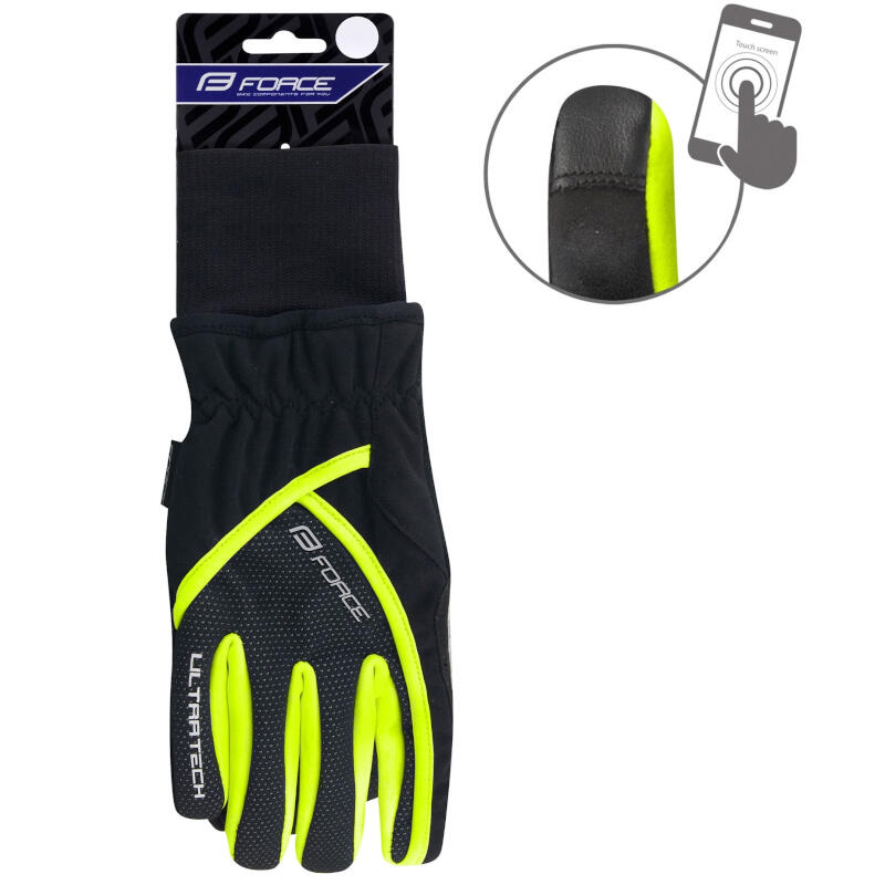 Manusi iarna Force Ultra Tech Negru/Galben Fluo M