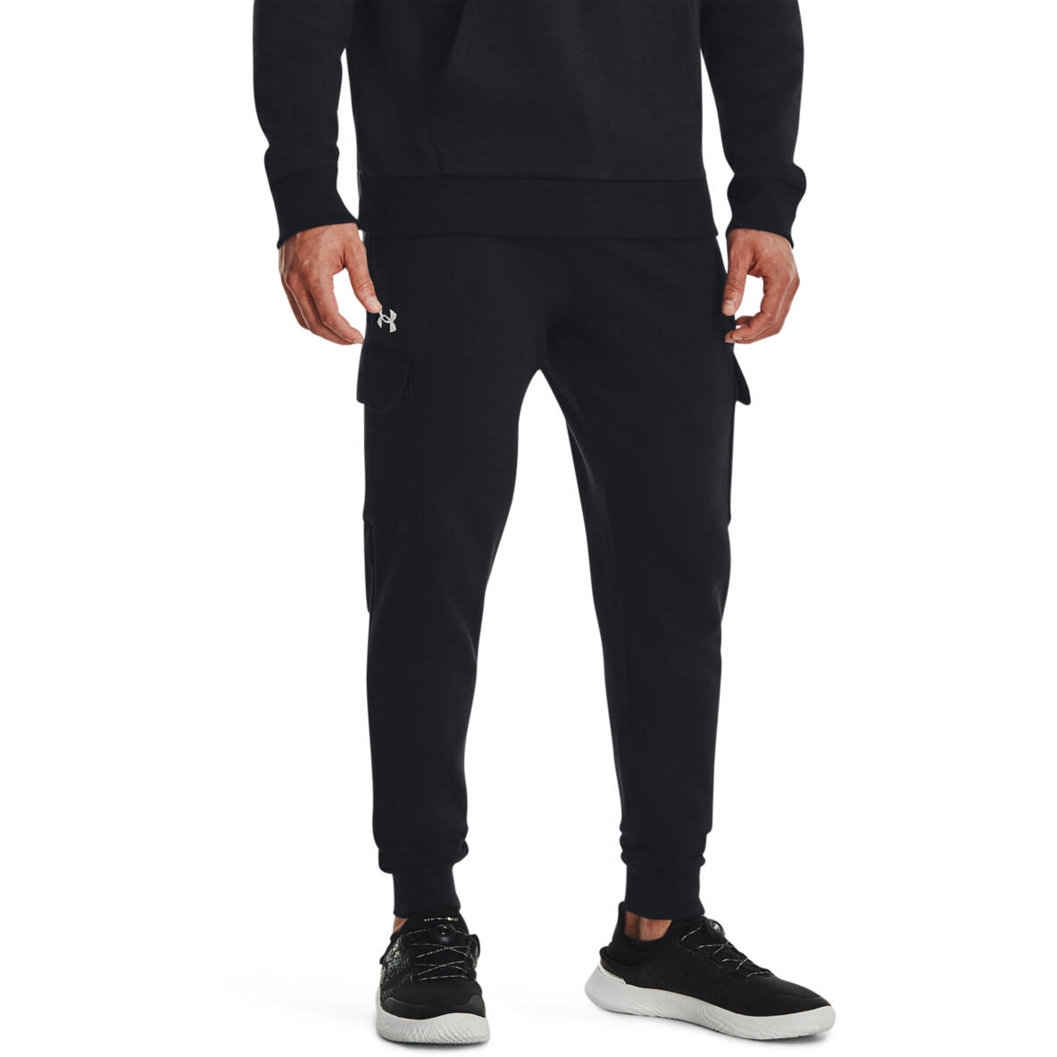 Calça under armour rival fleece cargo, preto, homens