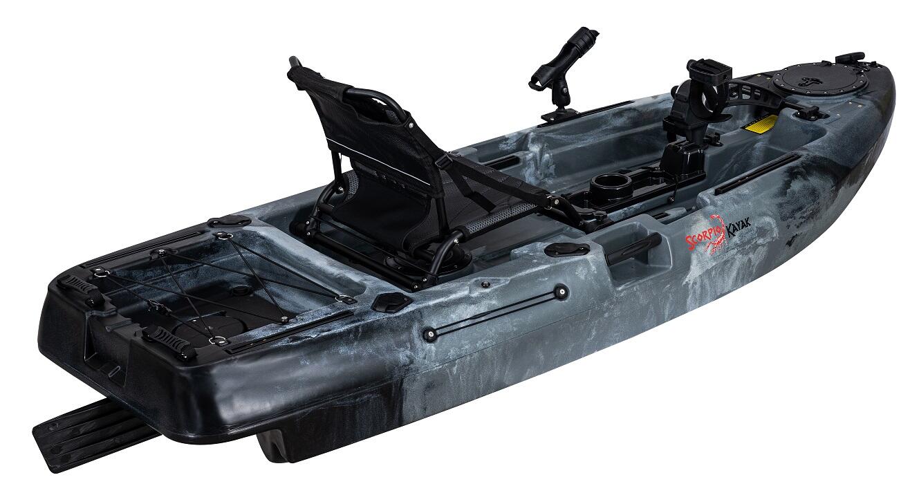 Kajak jednoosobowy wędkarski z napędem nożnym Scorpio kayak Pedal fish 8 2/4