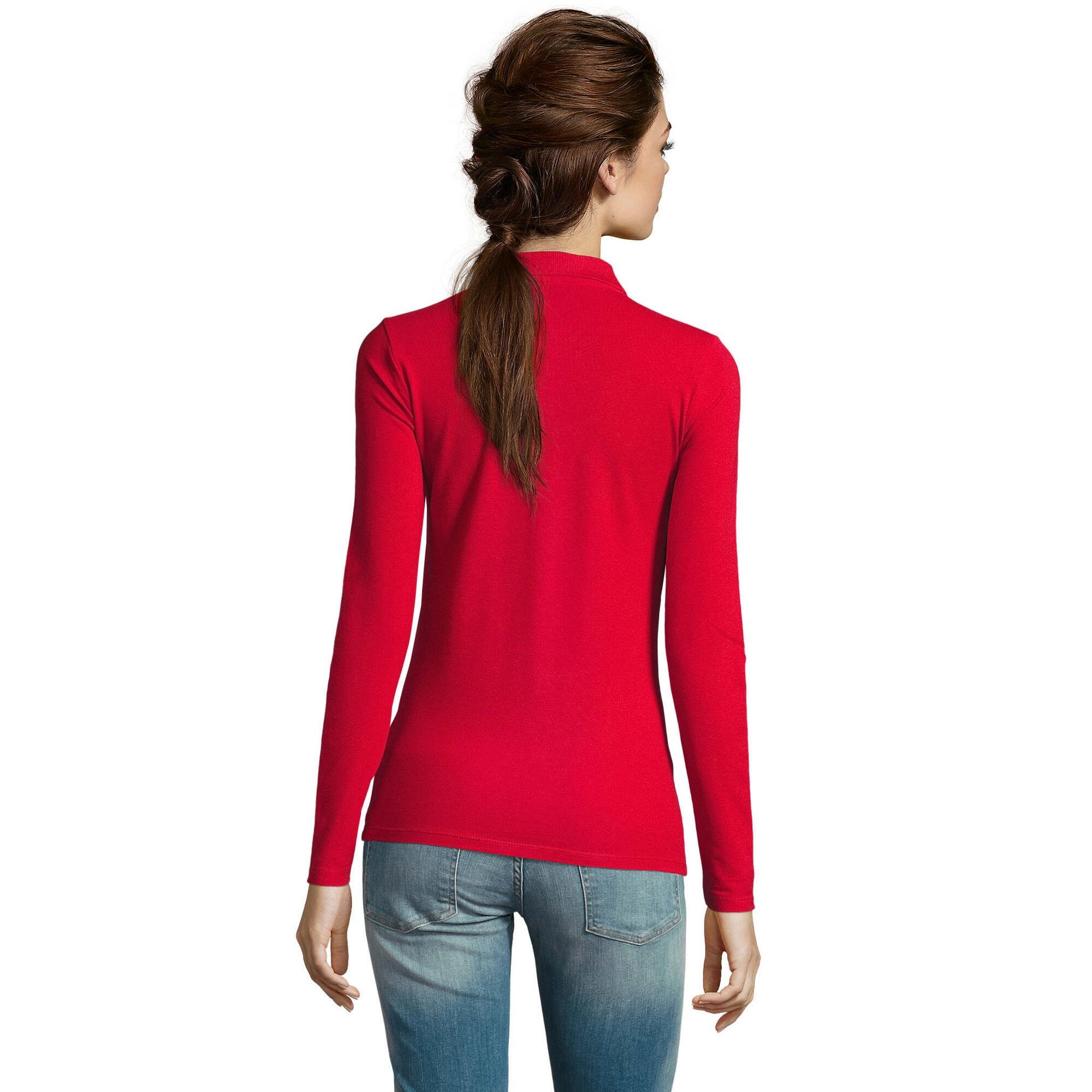 PiquePoloShirt, langärmlig Damen Rot 3/5