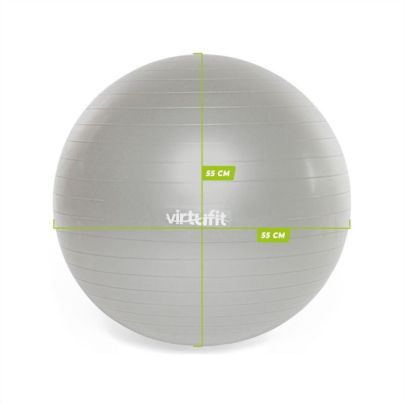 Gym Ball - Swiss Ball - avec Pompe - Gris - 55 cm