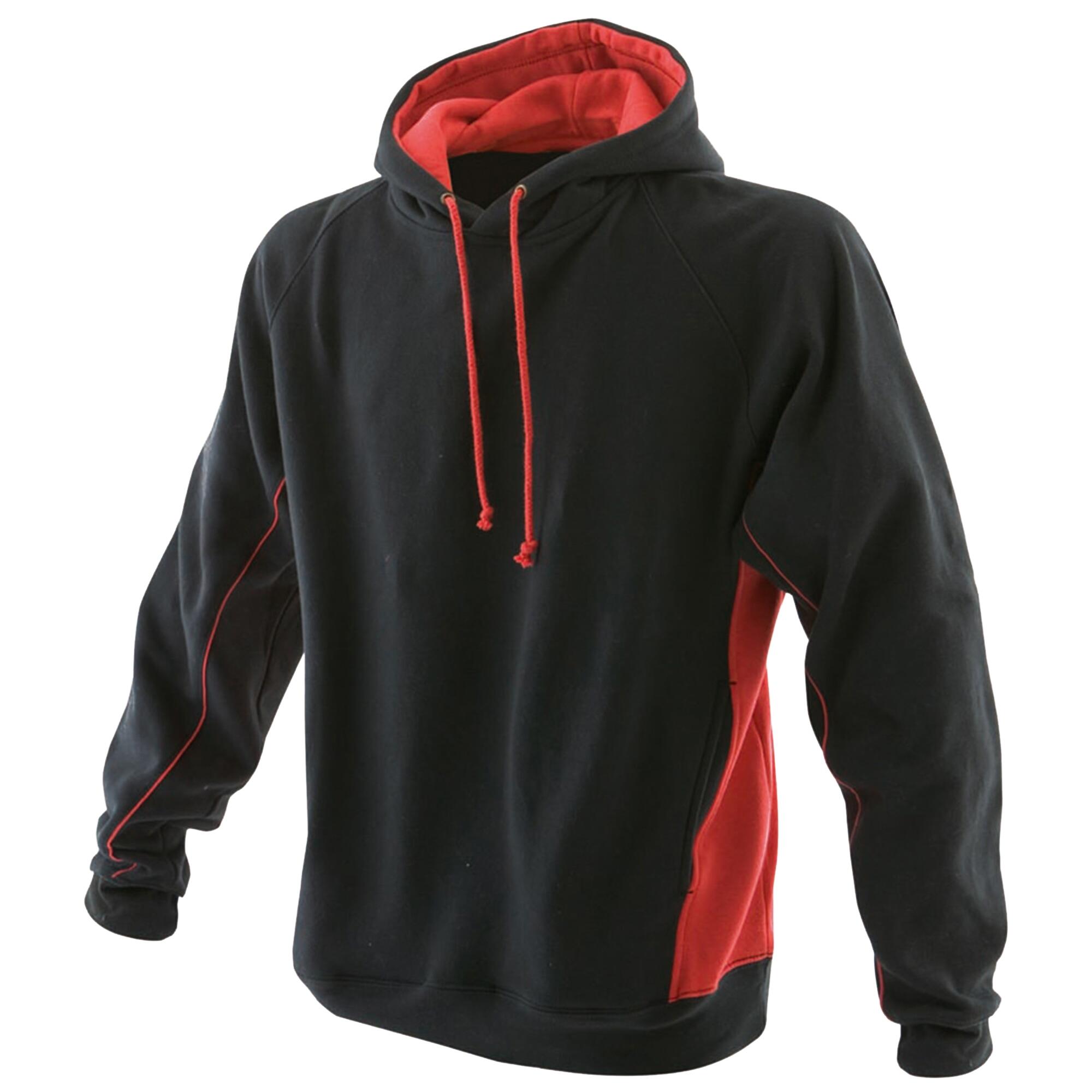 Mens Pull Over Hooded Sweatshirt Hoodie Black Red FINDEN HALES Decathlon