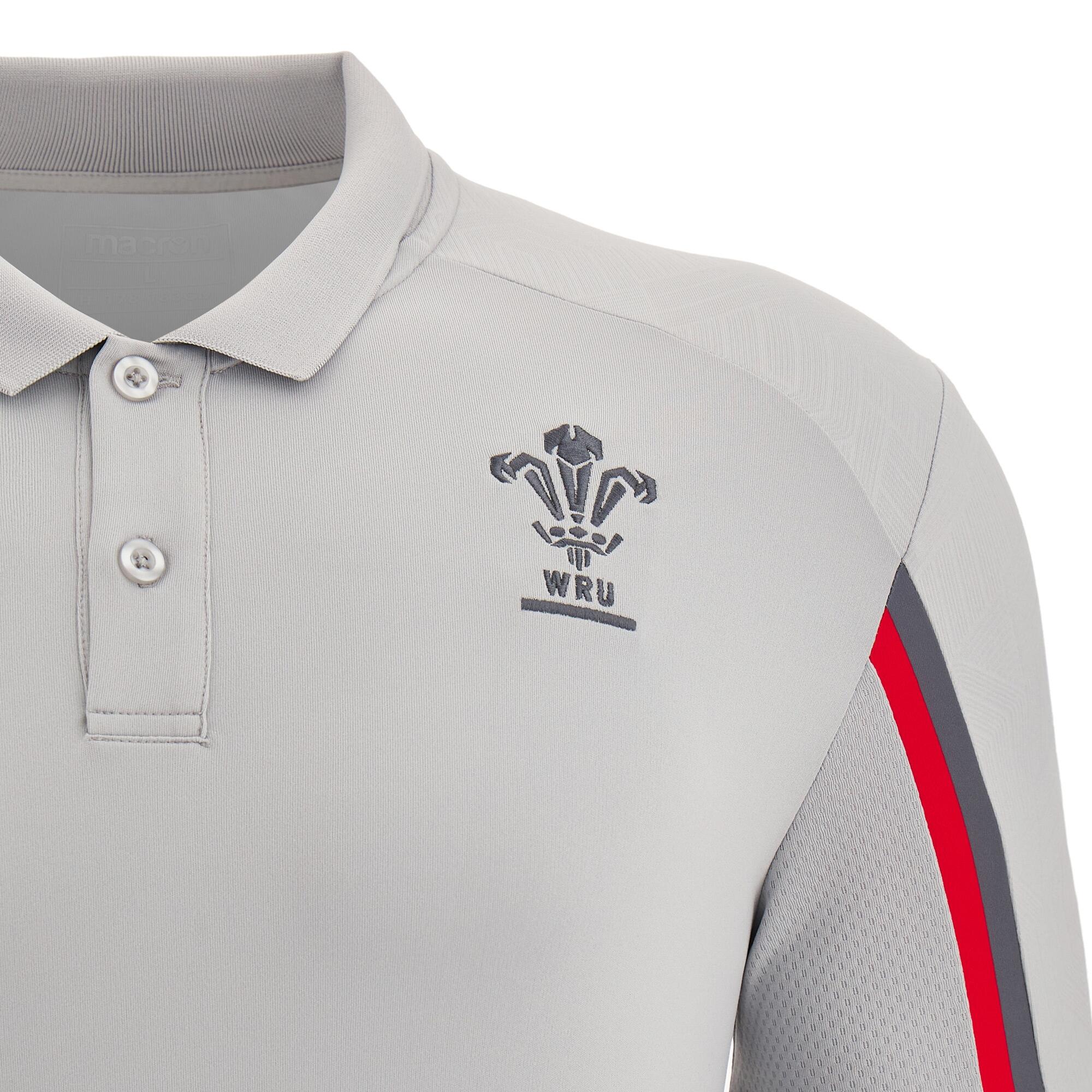 Macron Wales Rugby WRU 22/23 Mens TRAVEL OFFICIAL PLAYER POLY TECH POLO 3/4