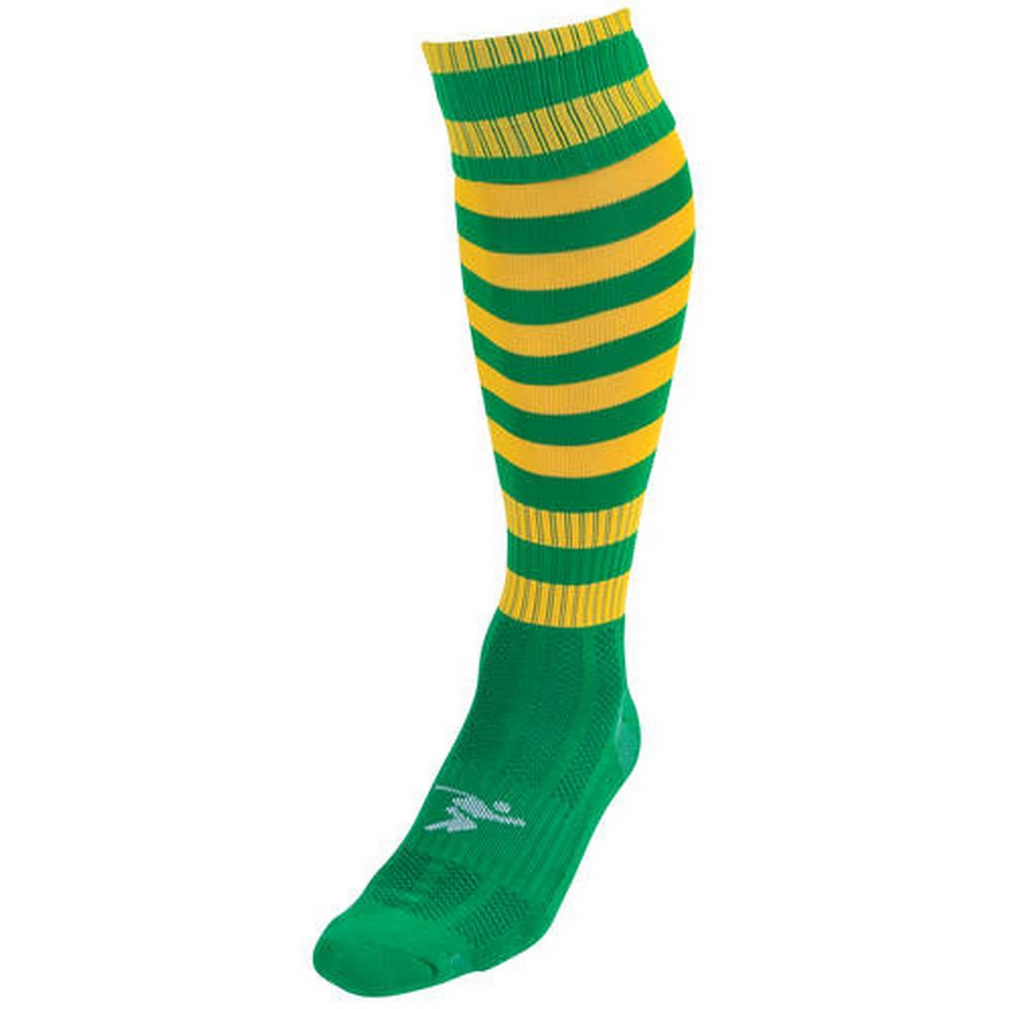 PRECISION GK Unisex Adult Pro Hooped Football Socks (Green/Gold)