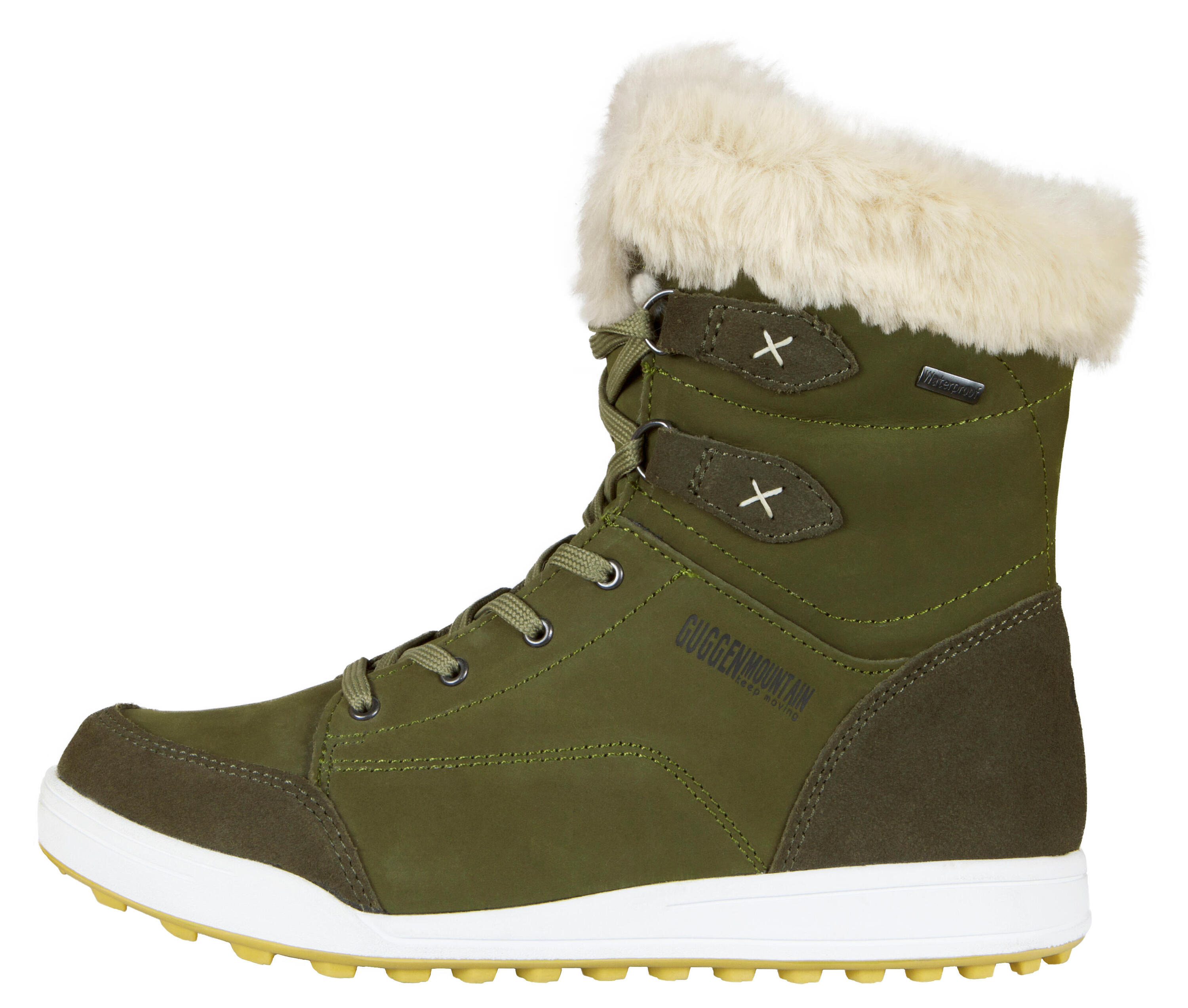 GUGGEN Mountain HPC56 dameswinterlaarzen van echt leer met waterdicht nepbont 2/7