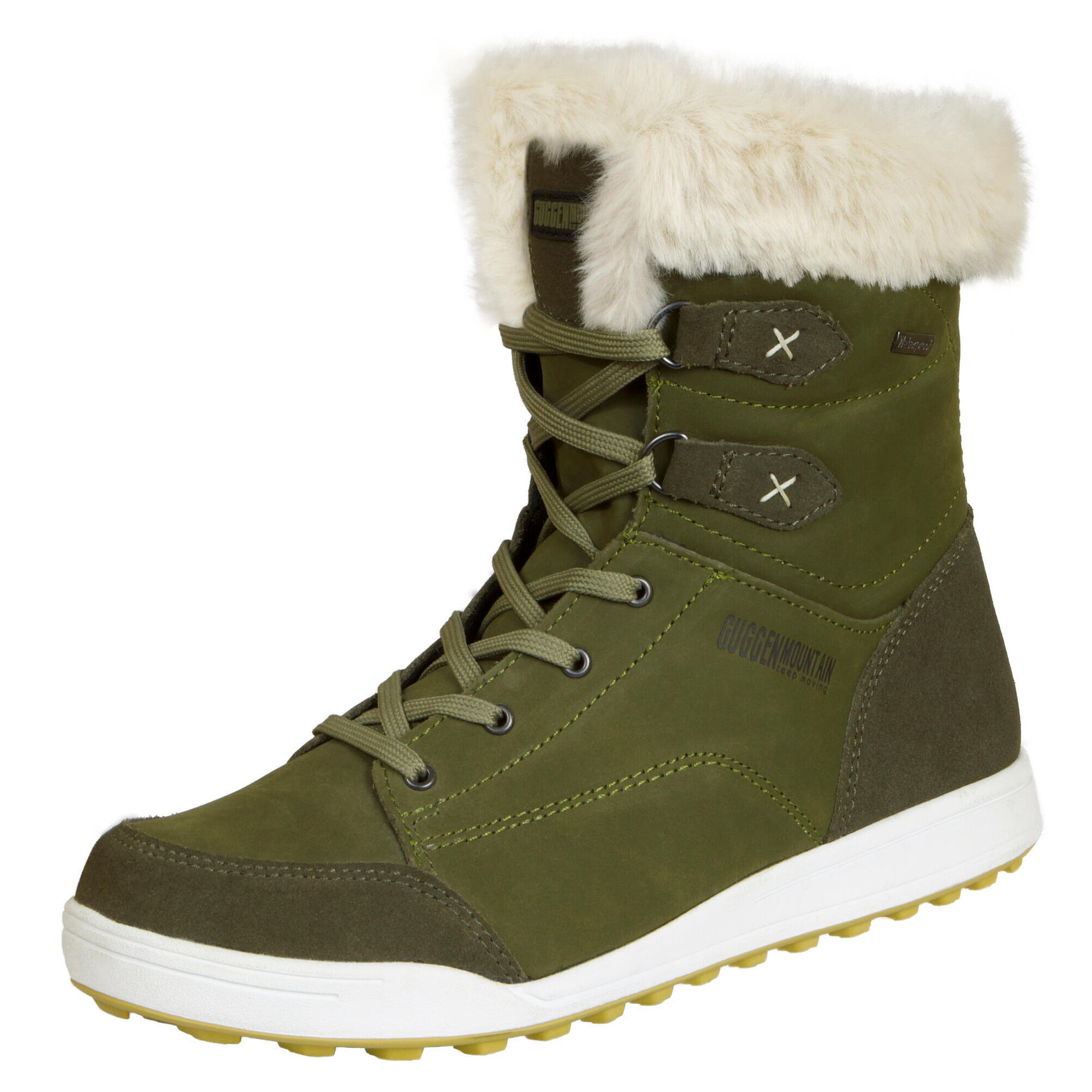 Guggen Mountain - Bottes D'Hiver Pour Femmes En Cuir Véritable Avec Fausse Fourrure Imperméables - Bottes De Neige - Vert - 42 - Decathlon