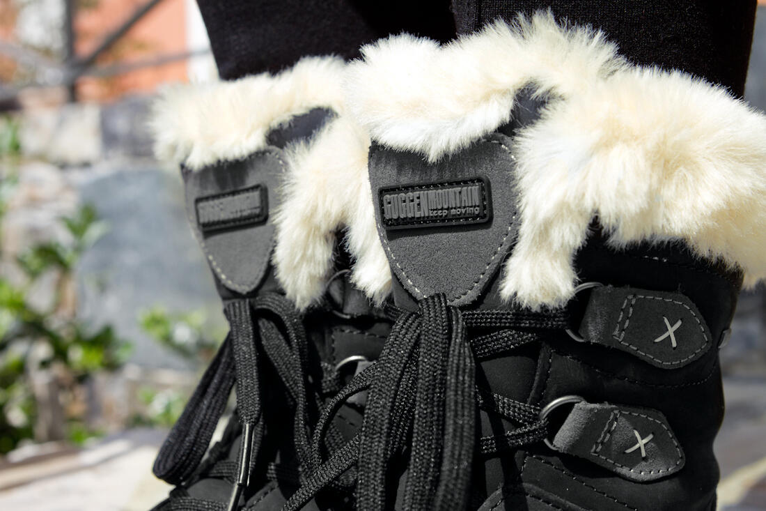 Bottes d'hiver pour femmes en cuir véritable avec fausse fourrure imperméables 7/7