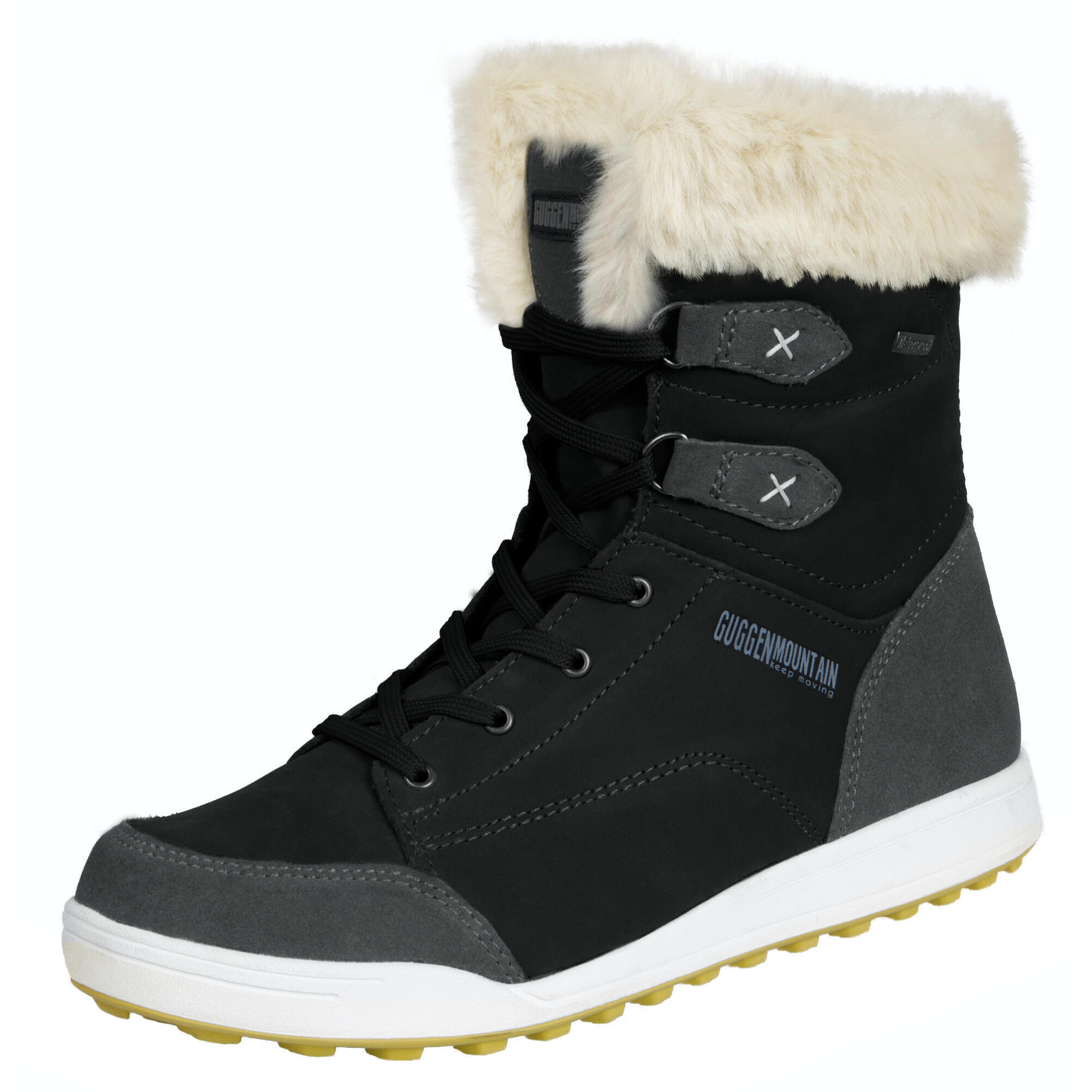 Guggen Mountain - Bottes D'Hiver Pour Femmes En Cuir Véritable Avec Fausse Fourrure Imperméables - Bottes De Neige - Noir - 42 - Decathlon