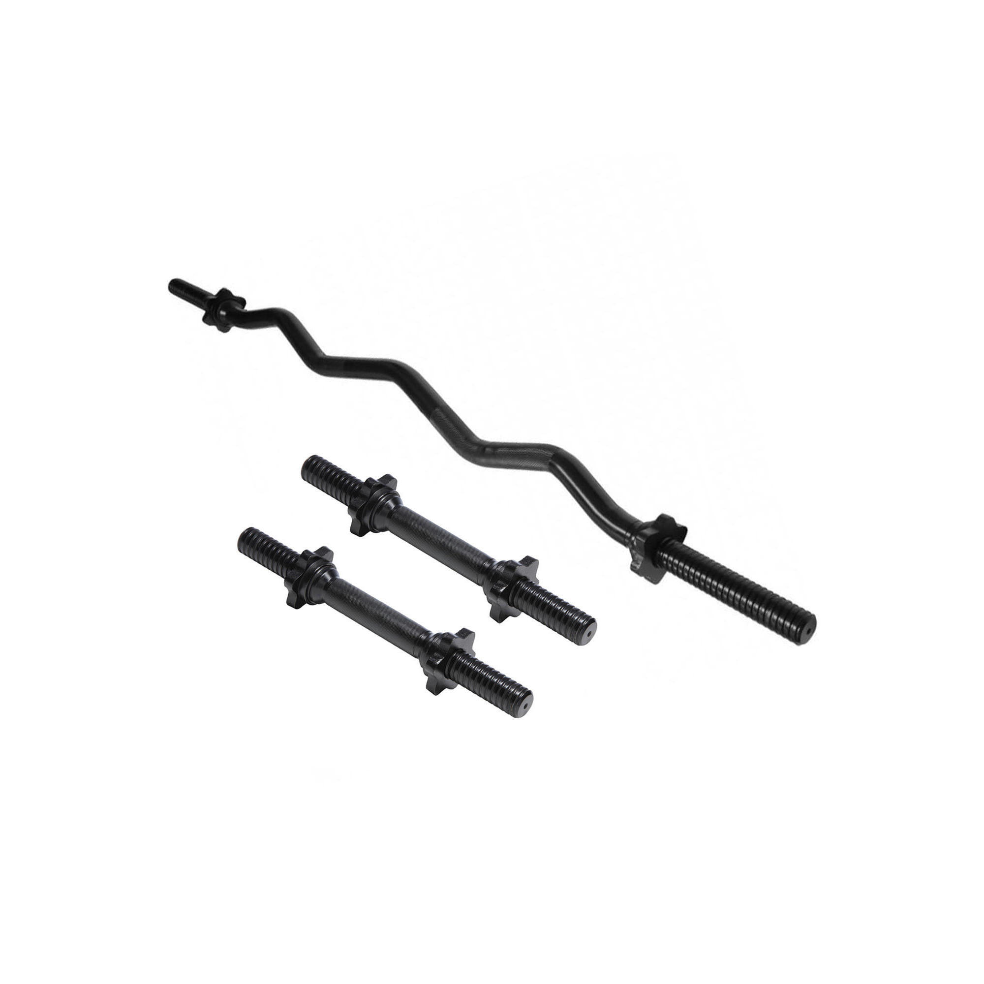 Gorilla Sports - Set D'Haltères : 2 Barres Courtes, 1 Barre Curl Sz Et 6 Étoiles De Serrage (vis) - Kit Haltères - Noir - 12 Kg - Decathlon