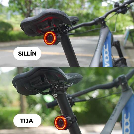 Luce posteriore intelligente per bicicletta con sedile e supporto per palo
