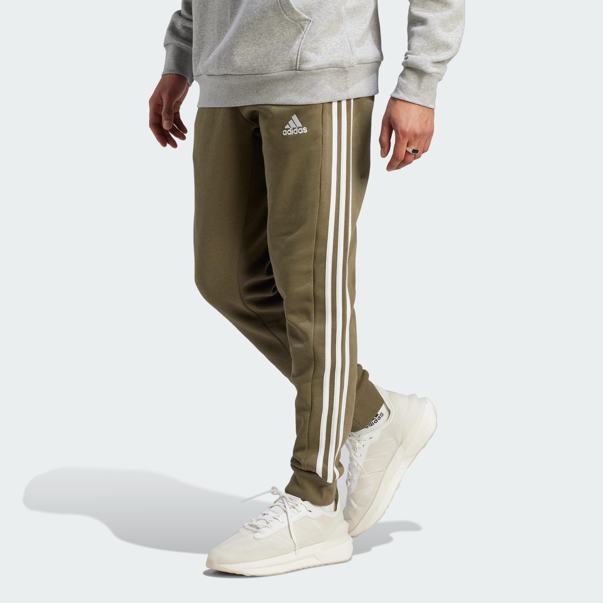 adidas Men's Essentials Fleece Tapered Cuff 3-Stripes Pants