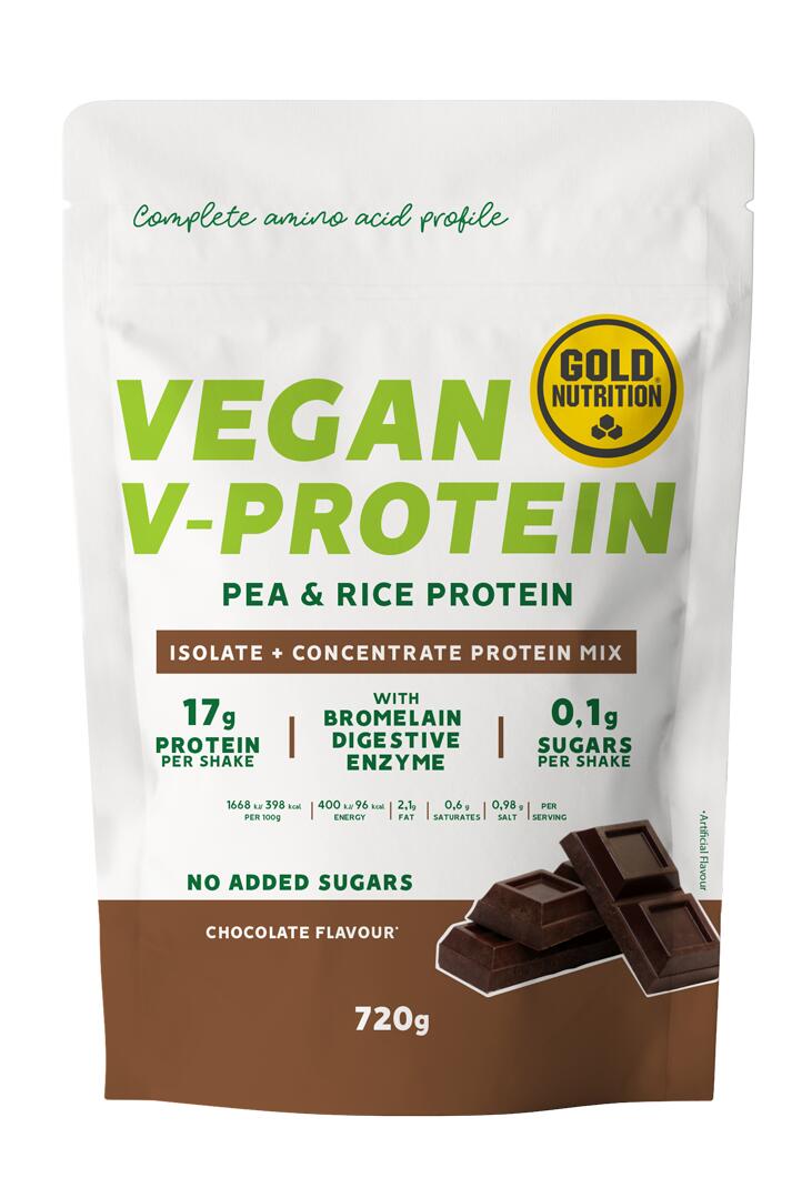 GOLD NUTRITION PROTEÍNA VEGETARIANA V-PROTEIN CHOCOLATE - 720 G