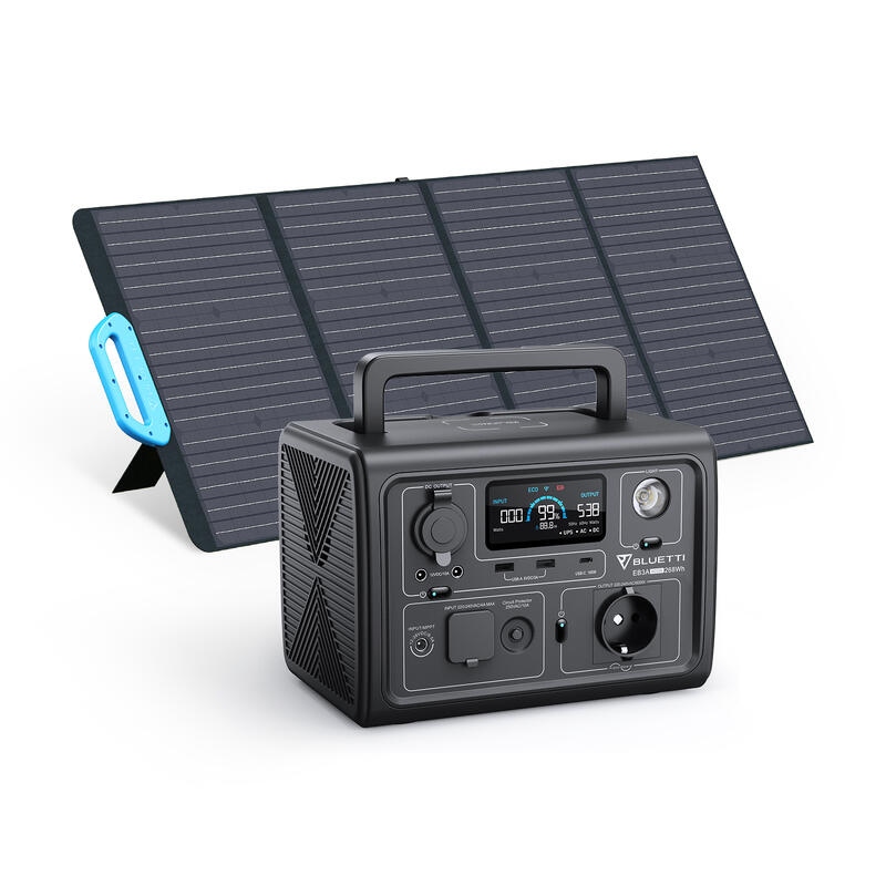 BLUETTI Generador Solar EB3A+PV120 Batería LiFePO4 268Wh/600W para Acampar
